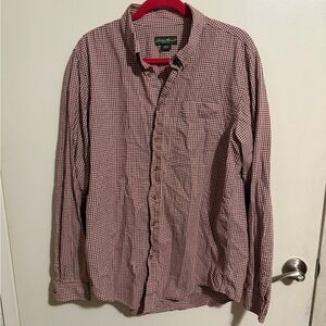 Eddie Bauer Men's Red and White Checkered Button Down Shirt